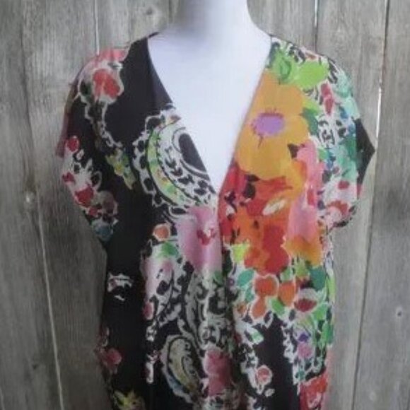 Lauren Ralph Lauren V-Neck Dopamine Colorful Floral Paisley Print Dress 12 - Picture 2 of 4
